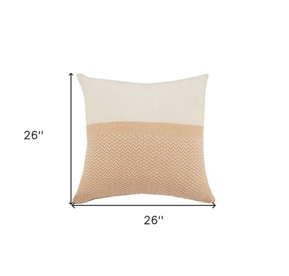 18" Orange and Off White Throw Pillow