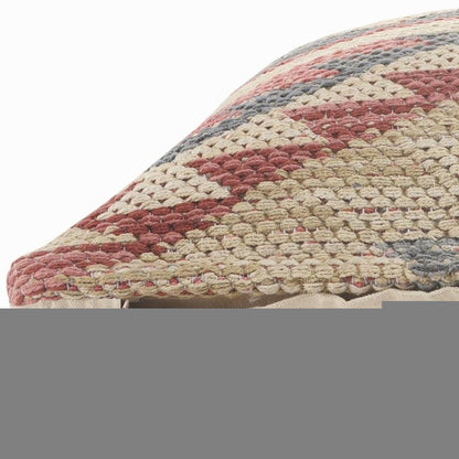 18" X 18" Blue Cream And Red 100% Cotton Geometric Zippered Pillow