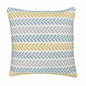 18" X 18" Yellow And Teal 100% Cotton Striped Zippered Pillow