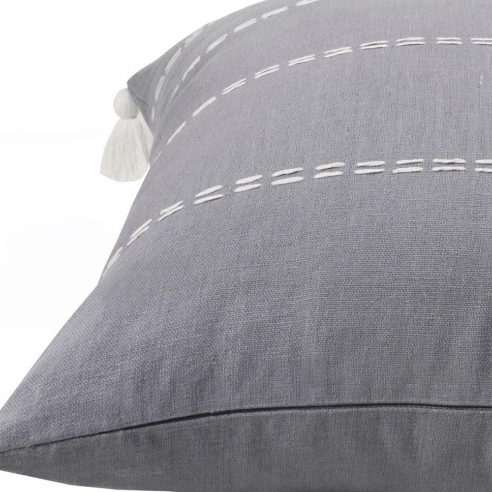 20" X 20" Rust Linen Striped Zippered Pillow