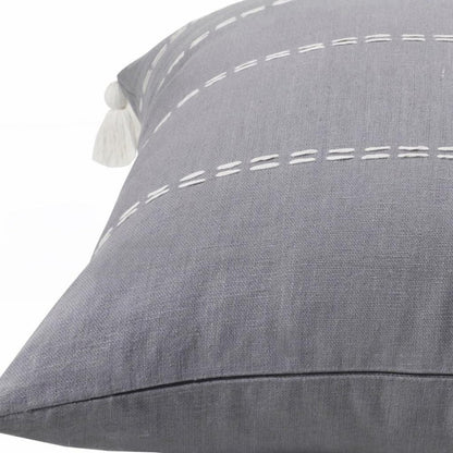 20" X 20" Rust Linen Striped Zippered Pillow