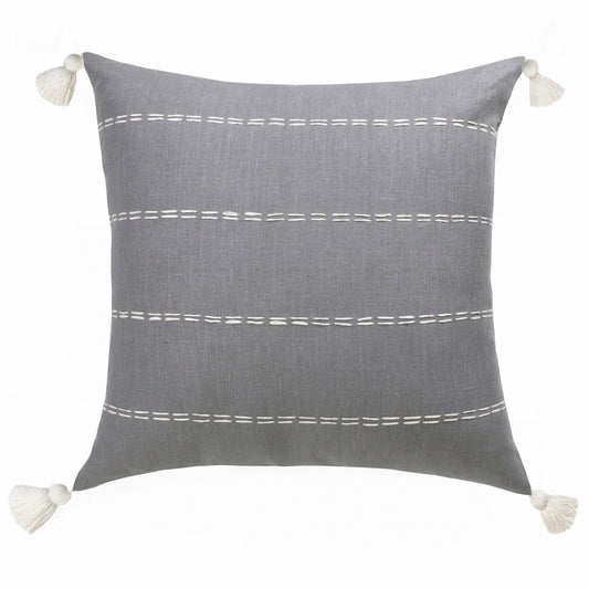 20" X 20" Rust Linen Striped Zippered Pillow