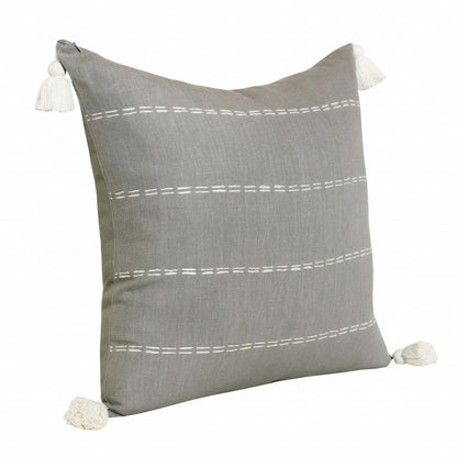 20" X 20" Rust Linen Striped Zippered Pillow