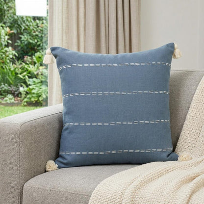 20" X 20" Slate Gray Linen Striped Zippered Pillow