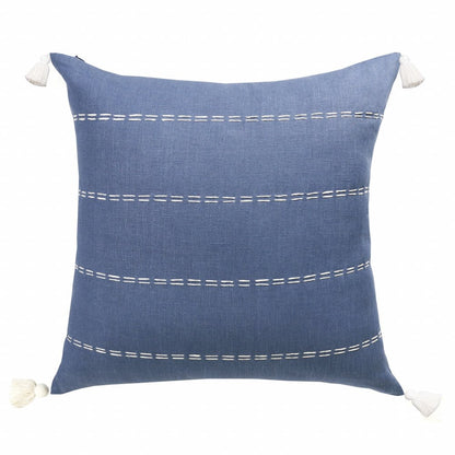 20" X 20" Rust Linen Striped Zippered Pillow