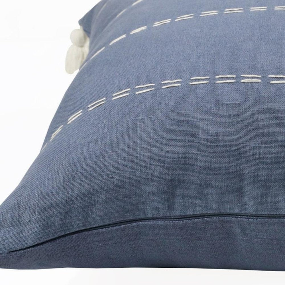 20" X 20" Slate Gray Linen Striped Zippered Pillow