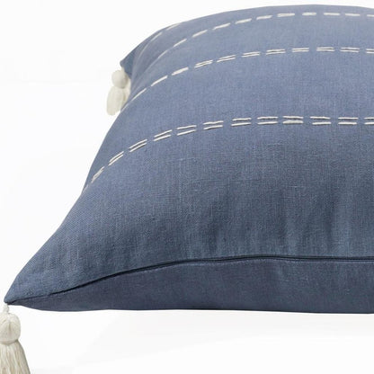 20" X 20" Slate Gray Linen Striped Zippered Pillow