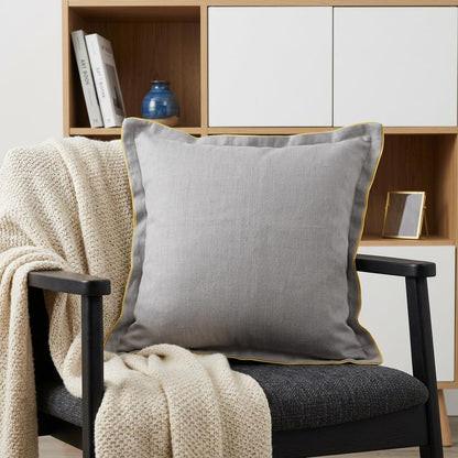 20" X 20" Gray And Yellow Linen Zippered Pillow