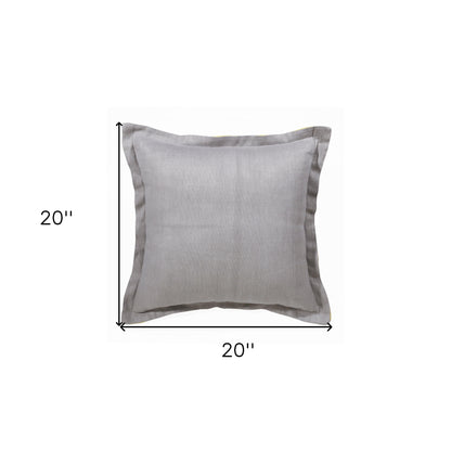 20" X 20" Gray And Yellow Linen Zippered Pillow