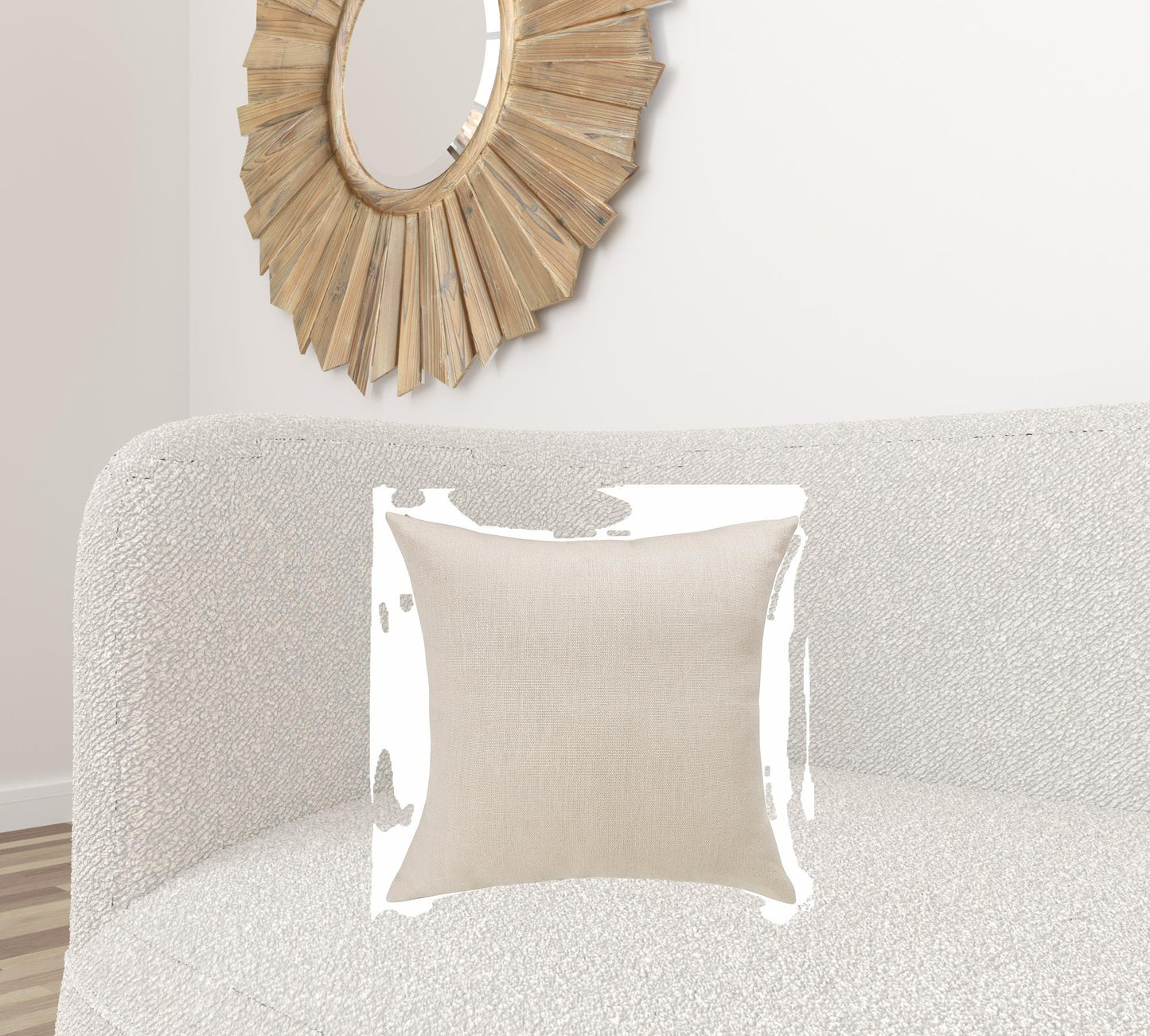 20" X 20" Cream Linen Zippered Pillow