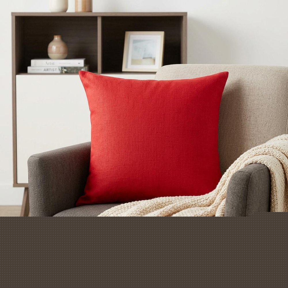 20" Brown Linen Throw Pillow