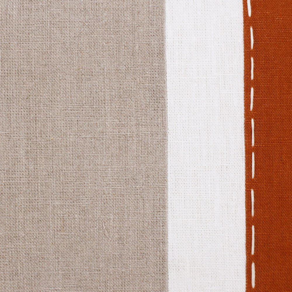 20" X 20" Rust And Gray Linen Striped Zippered Pillow