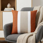 20" X 20" Rust And Gray Linen Striped Zippered Pillow