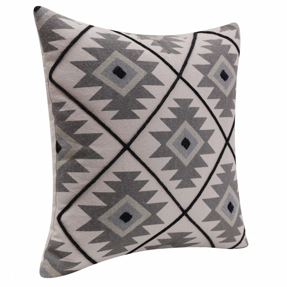 20" Gray and Black Throw Pillow