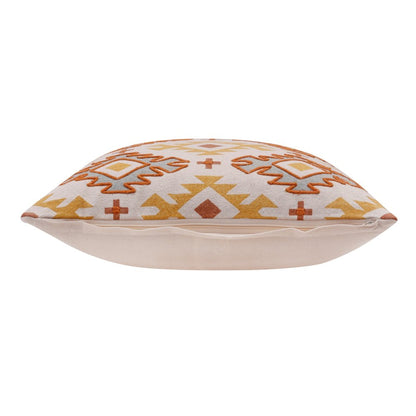 20" Yellow And Rust Cotton Geometric Throw Pillow