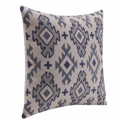 20" Yellow And Rust Cotton Geometric Throw Pillow