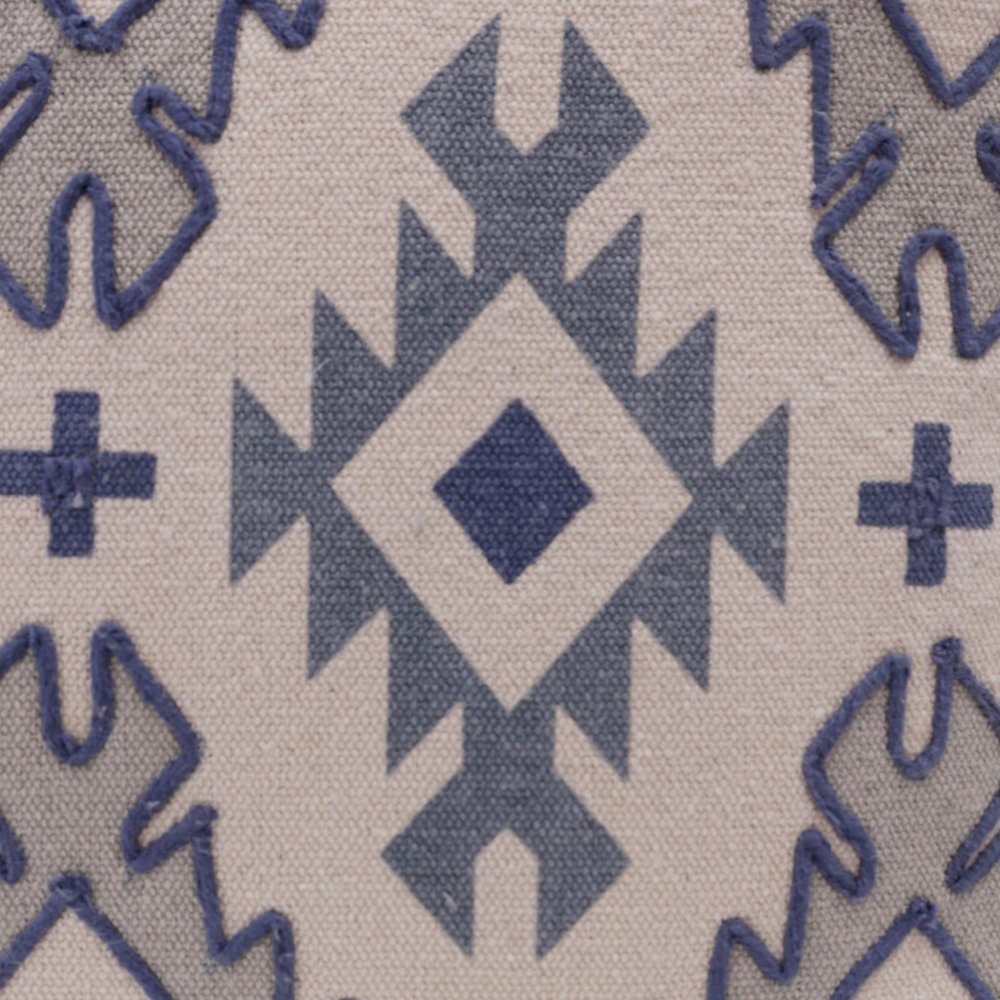 20" X 20" Blue And Gray 100% Cotton Geometric Zippered Pillow