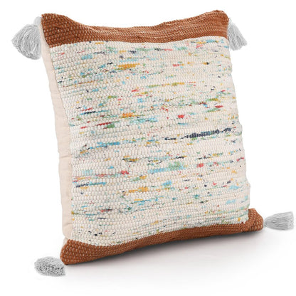 20" X 20" Gray And Off-White 100% Cotton Abstract Zippered Pillow