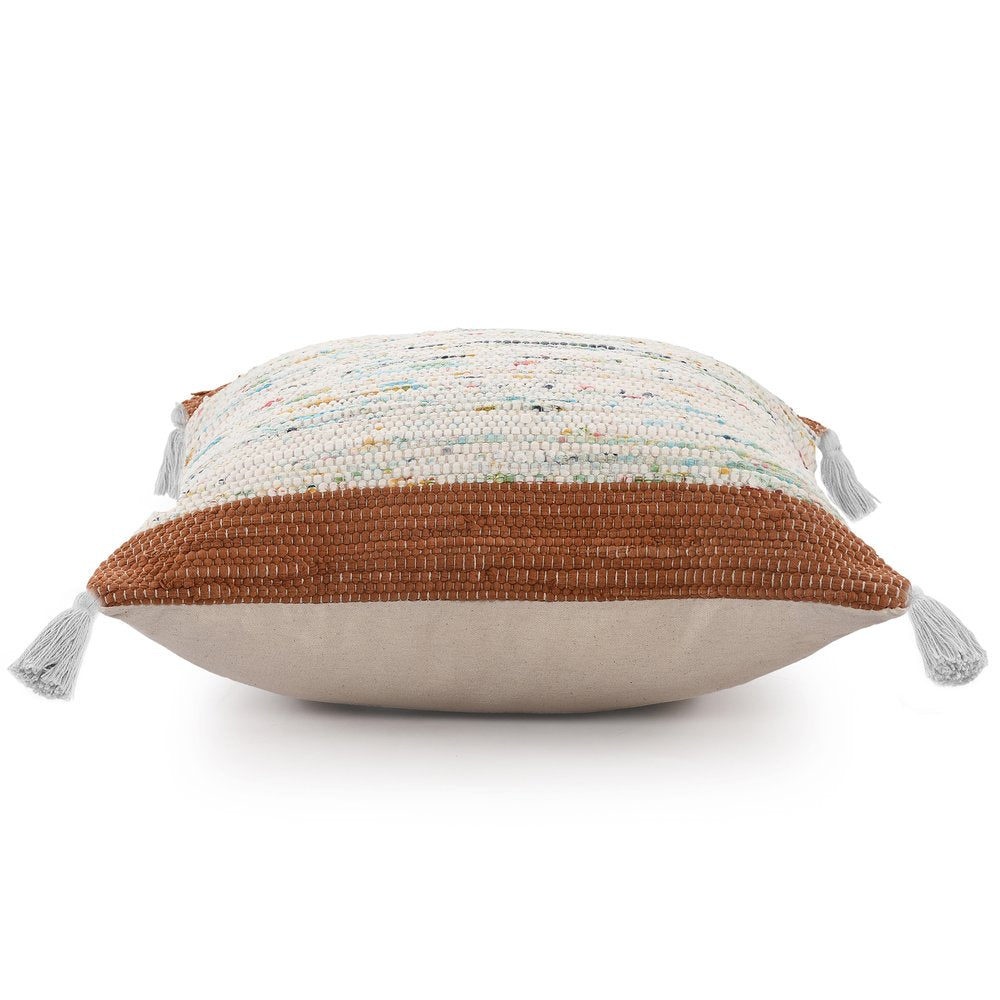 20" X 20" Green And Off-White 100% Cotton Abstract Zippered Pillow