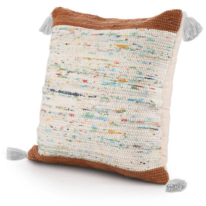 20" X 20" Gray And Off-White 100% Cotton Abstract Zippered Pillow