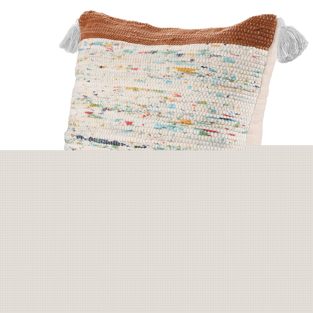 20" Blue And Off White Cotton Abstract Throw Pillow