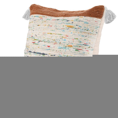 20" Blue And Off White Cotton Abstract Throw Pillow
