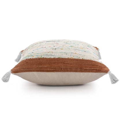 20" X 20" Green And Off-White 100% Cotton Abstract Zippered Pillow