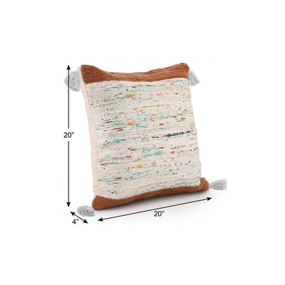 20" X 20" Blue and Off White Abstract Cotton Pillow