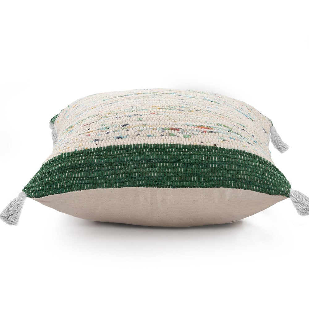 20" Blue And Off White Cotton Abstract Throw Pillow
