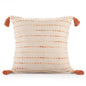 20" X 20" Coral And Ivory 100% Cotton Striped Zippered Pillow