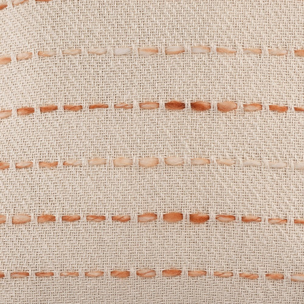 20" Olive Green And Ivory Cotton Striped Throw Pillow with Tassels