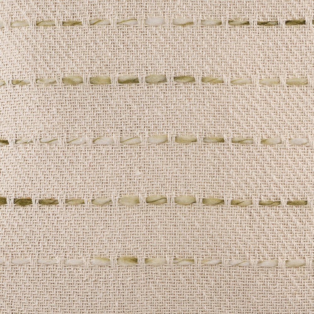 20" Olive Green And Ivory Cotton Striped Throw Pillow with Tassels