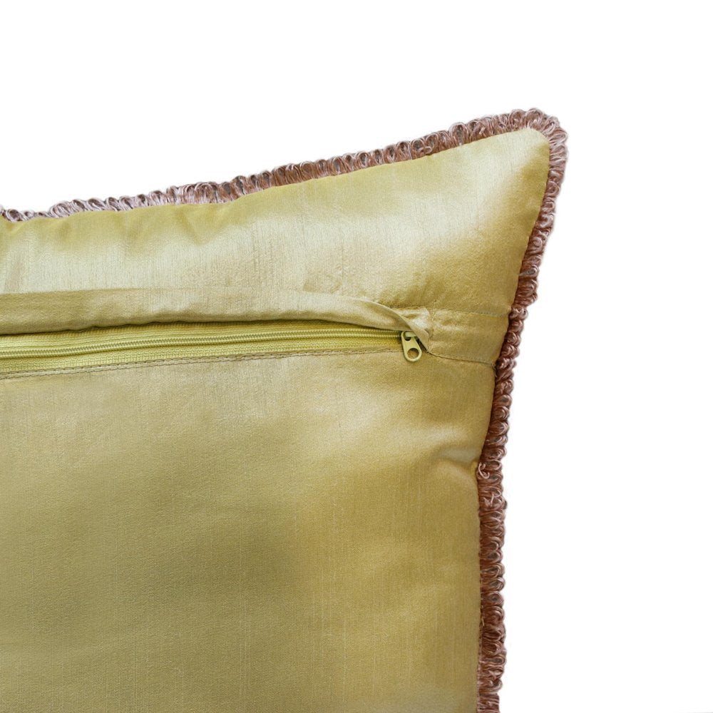 20" Green Ivory And Yellow Pineapple Throw Pillow with Beads And Fringe