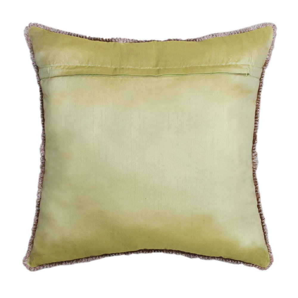 20" Green Ivory And Yellow Pineapple Throw Pillow with Beads And Fringe