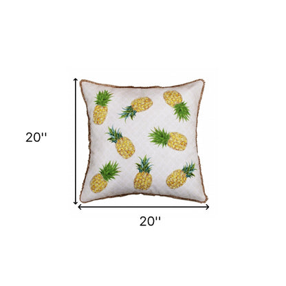 20" X 20" Yellow And Green Polyester Tropical Zippered Pillow