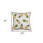 20" Green Ivory And Yellow Pineapple Throw Pillow with Beads And Fringe