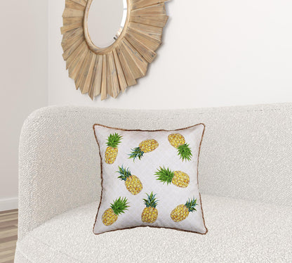 20" X 20" Yellow And Green Polyester Tropical Zippered Pillow