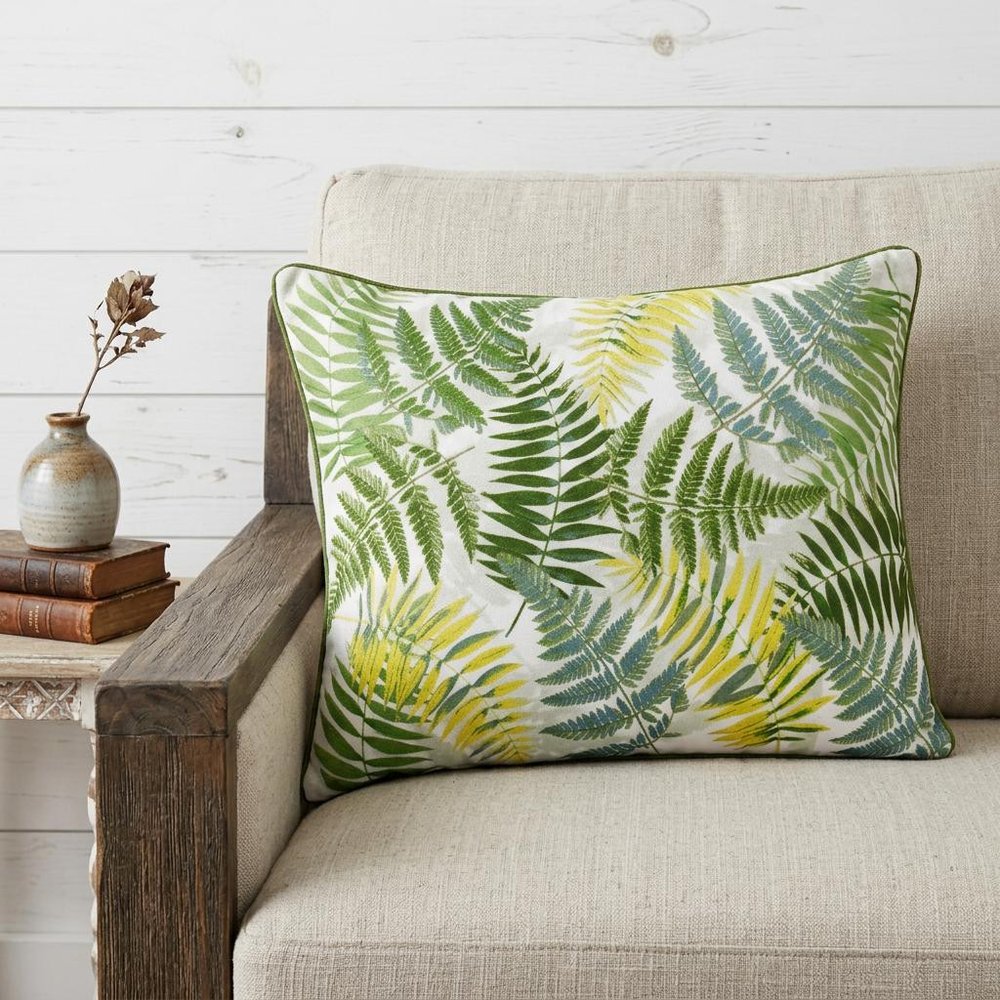 14" X 20" Forest Green And Yellow Polyester Floral Zippered Pillow