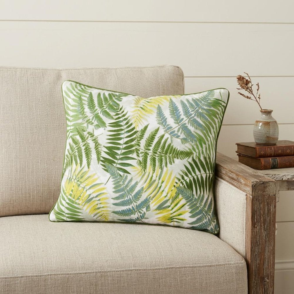 14" X 20" Forest Green And Yellow Polyester Floral Zippered Pillow