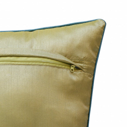 20" X 20" Green And Blue Polyester Floral Zippered Pillow