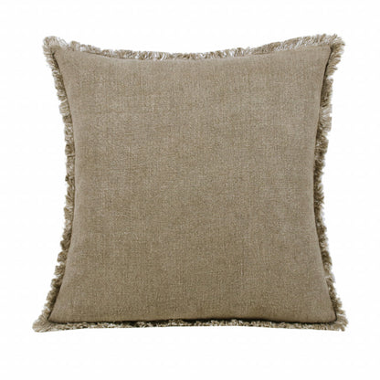 20" X 20" Tan And Ivory Linen Zippered Pillow