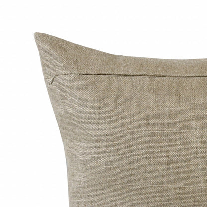 20" X 20" Beige And Brown Linen Striped Zippered Pillow
