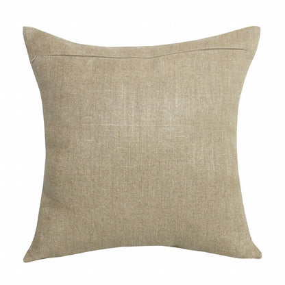 20" X 20" Beige And Brown Linen Striped Zippered Pillow
