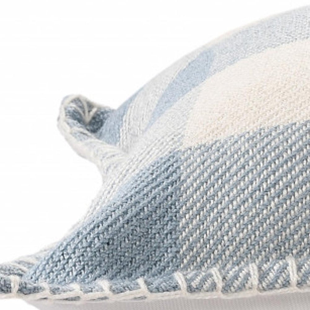 20" X 20" Light Blue And Ivory Polyester Plaid Zippered Pillow