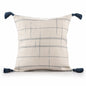 20" Ivory and Blue Throw Pillow