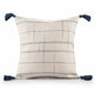 20" Ivory and Blue Throw Pillow