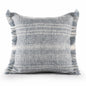20" Denim Blue And Ivory Fabric Striped Throw Pillow
