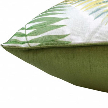 20" X 20" Green And Yellow Polyester Floral Zippered Pillow