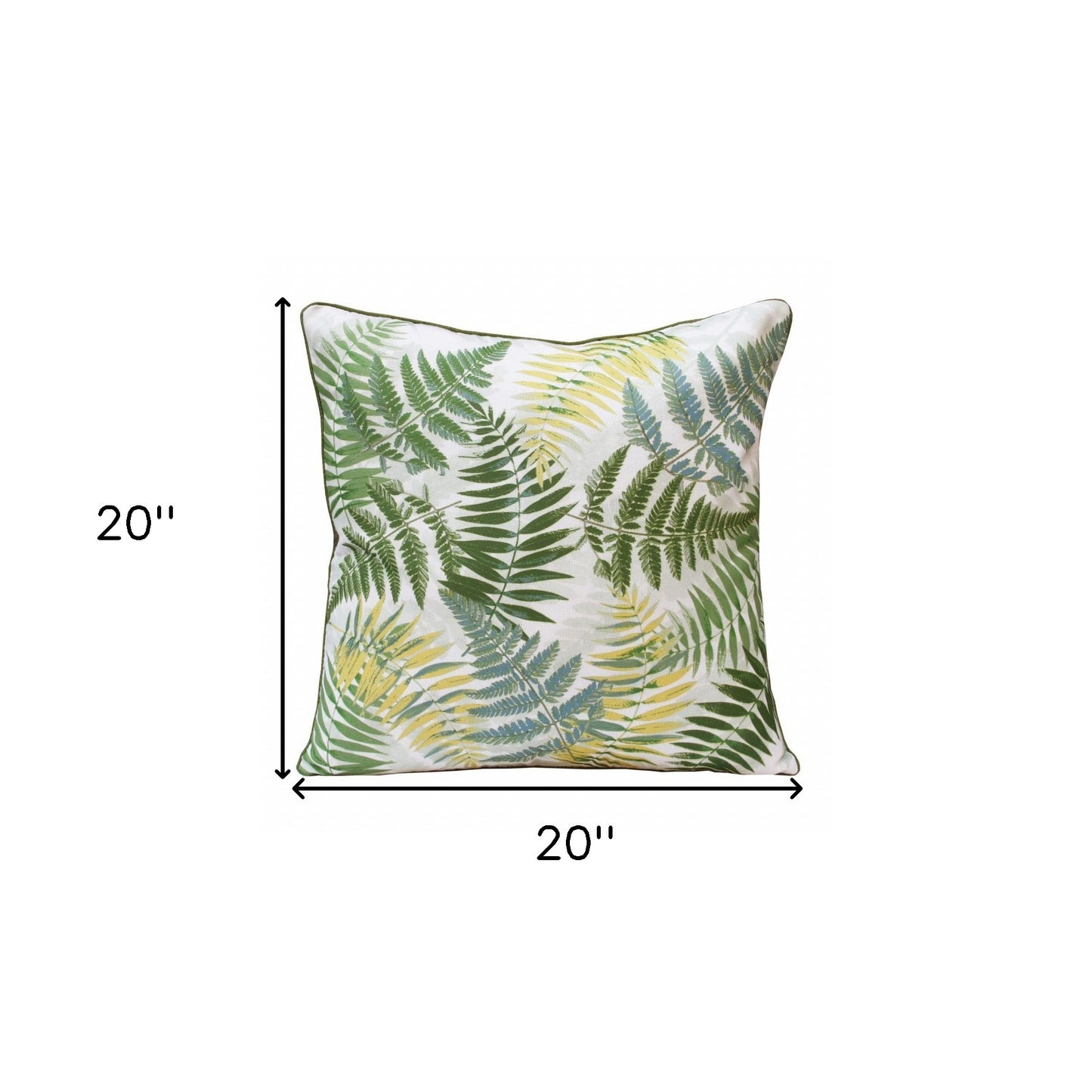 20" X 20" Green And Yellow Polyester Floral Zippered Pillow