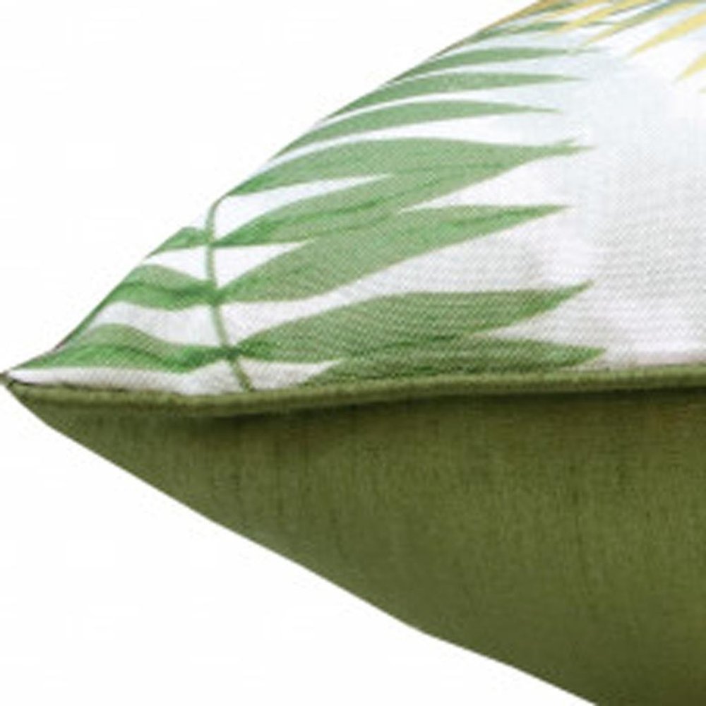 20" X 20" Green And Yellow Polyester Floral Zippered Pillow
